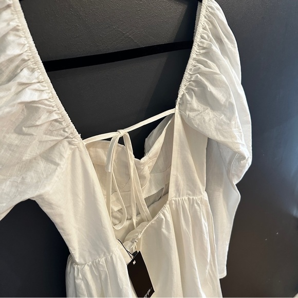 NWT Nasty Gal White Ruched Bust Tie Back Midi Dress | Size 2 - Picture 11 of 12